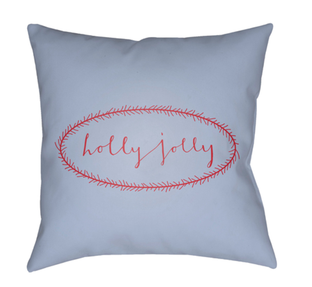 HDY036-2020 Holly Jolly Medium Throw Pillow, 20 x 20 x 4 in. - Blue & Red