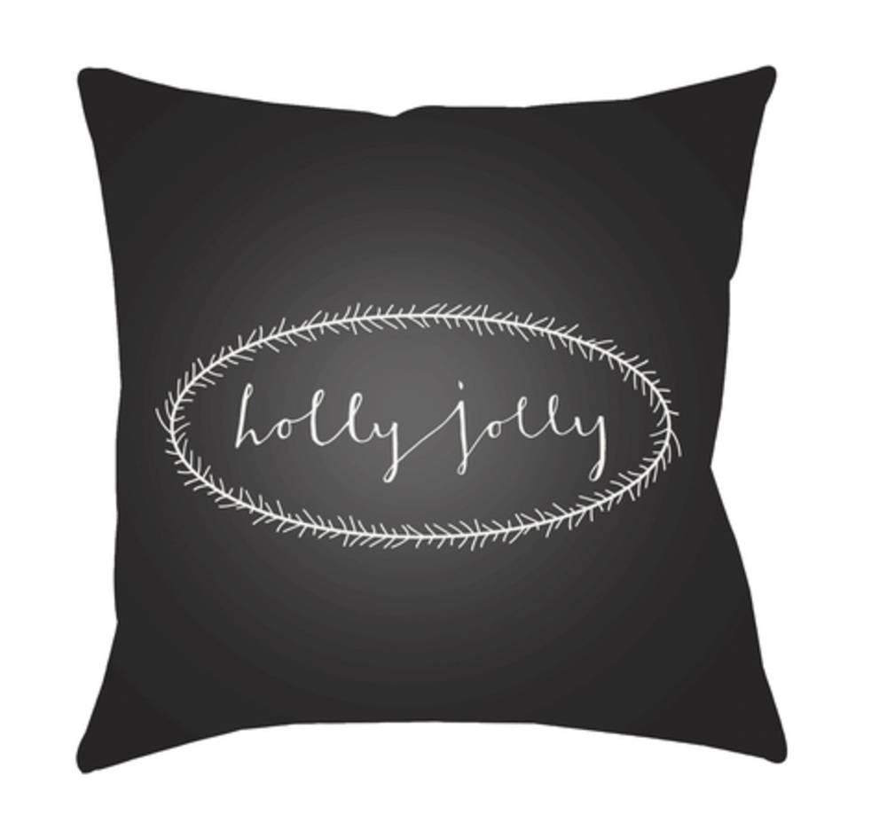 HDY037-2020 Holly Jolly Medium Throw Pillow, 20 x 20 x 4 in. - Black & White