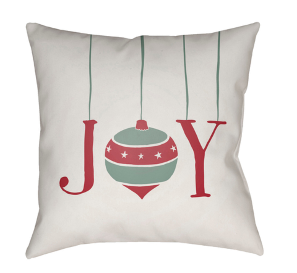 HDY038-2020 Joy Medium Throw Pillow, 20 x 20 x 4 in. - White, Green & Red