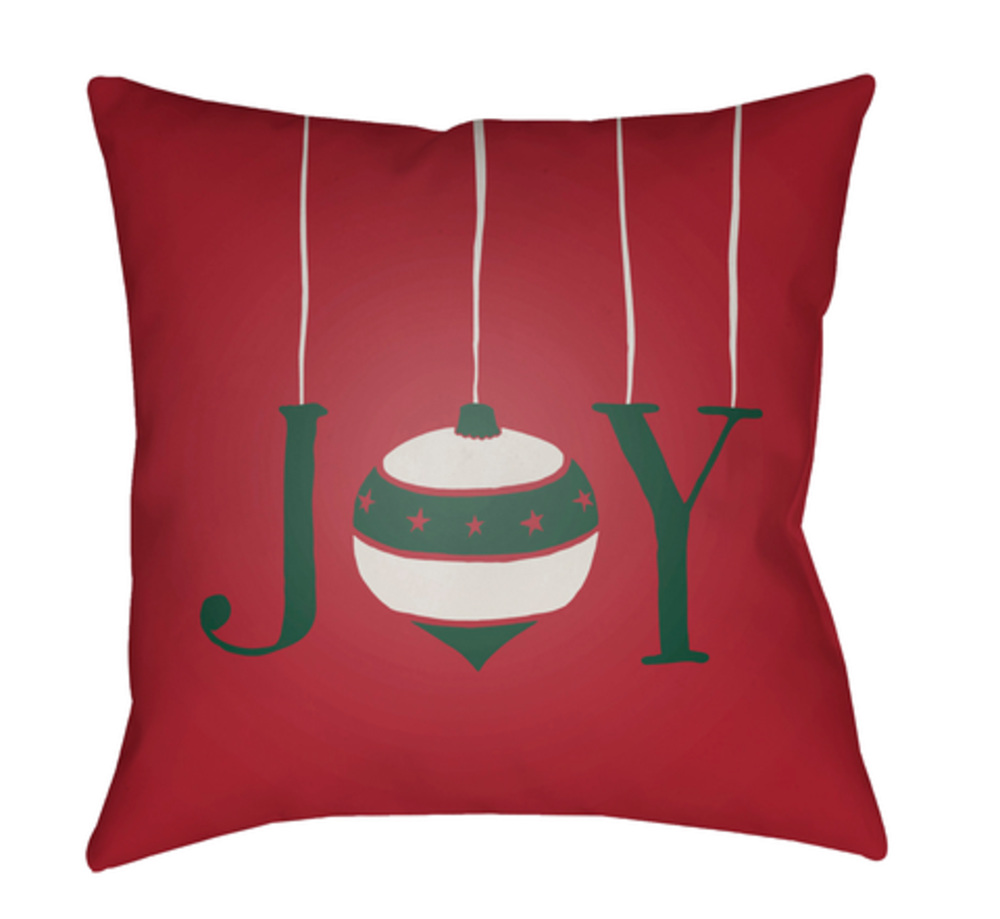 HDY040-2020 Joy Medium Throw Pillow, 20 x 20 x 4 in. - Red, Green & White