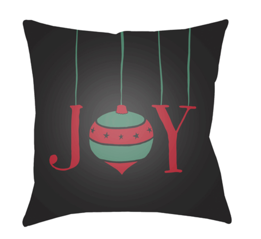 HDY041-2020 Joy Medium Throw Pillow, 20 x 20 x 4 in. - Black, Green & Red