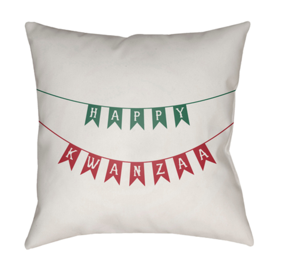 HDY043-2020 Kwanzaa I Medium Throw Pillow, 20 x 20 x 4 in. - White, Green & Red