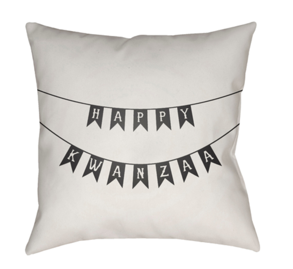 HDY044-2020 Kwanzaa I Medium Throw Pillow, 20 x 20 x 4 in. - White & Black