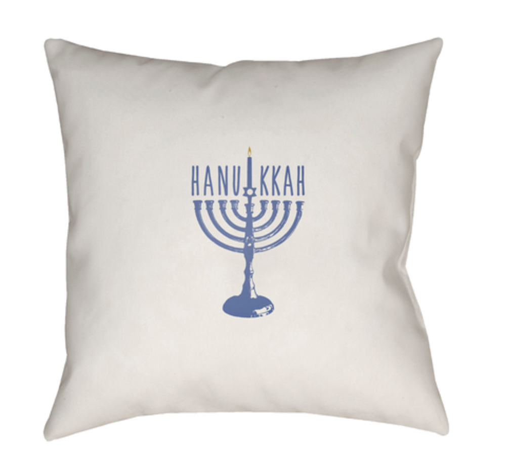 HDY054-2020 Hanukkah Menorah Medium Throw Pillow, 20 x 20 x 4 in. - White & Blue