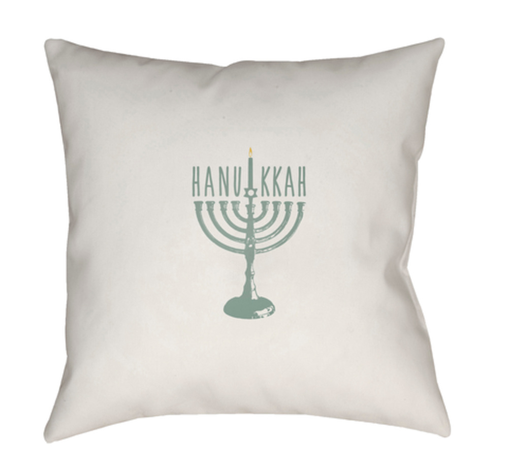 HDY057-2020 Hanukkah Menorah Medium Throw Pillow, 20 x 20 x 4 in. - White & Green