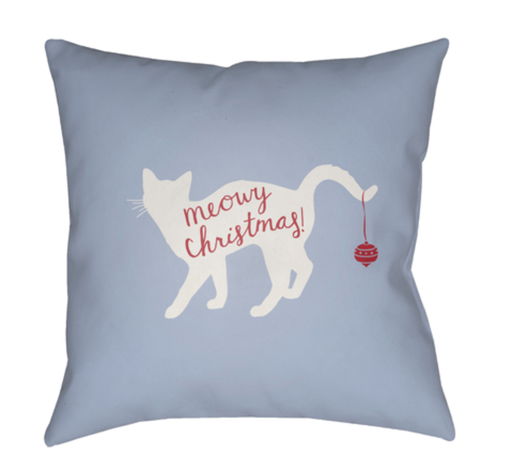 HDY059-2020 Meowy Medium Throw Pillow, 20 x 20 x 4 in. - Blue & White
