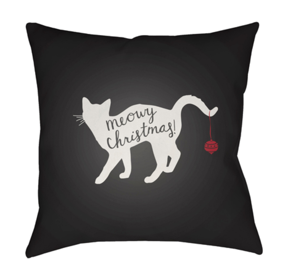 HDY060-2020 Meowy Medium Throw Pillow, 20 x 20 x 4 in. - Black & White
