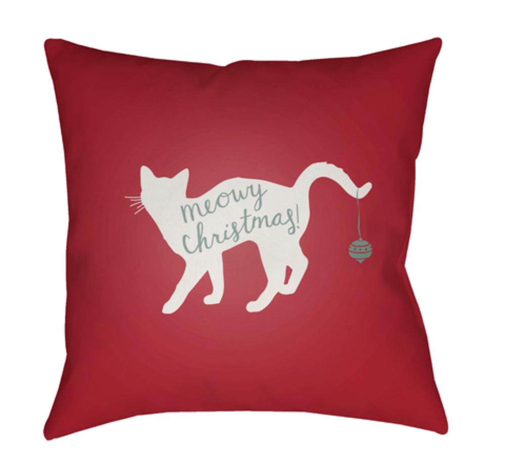 HDY061-2020 Meowy Medium Throw Pillow, 20 x 20 x 4 in. - Red & White