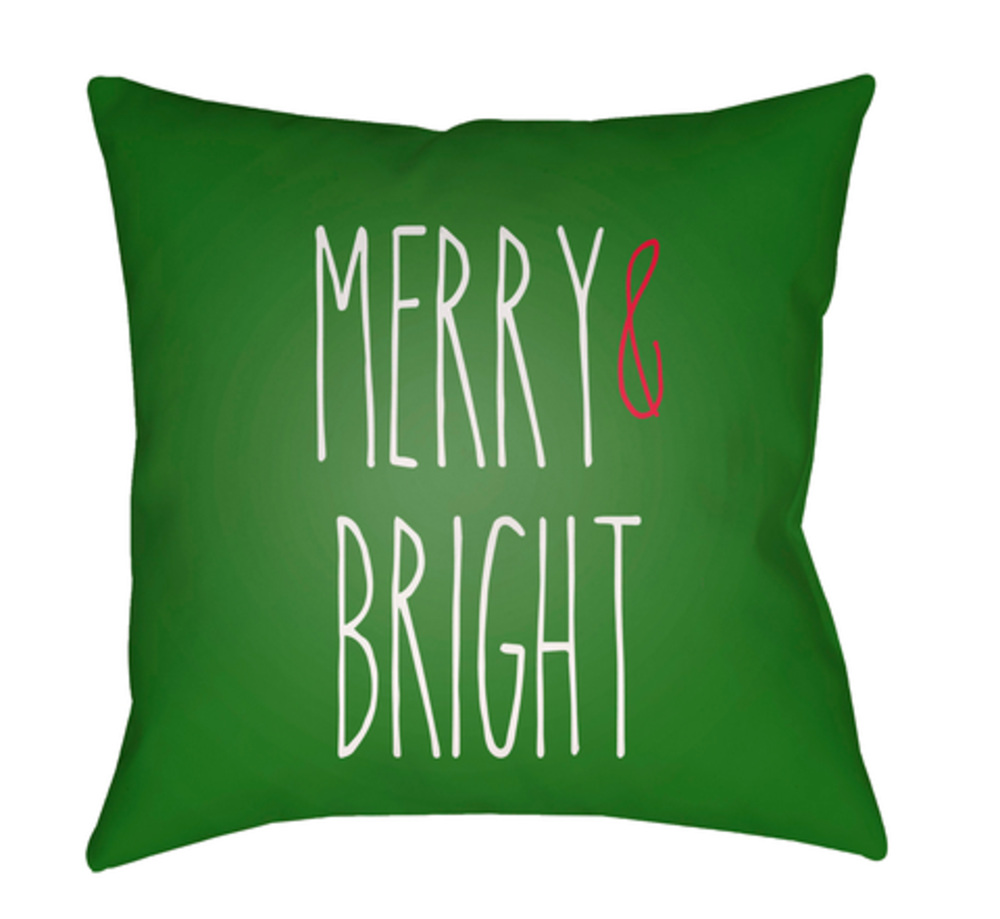 HDY065-2020 Merry Bright Medium Throw Pillow, 20 x 20 x 4 in. - Green & White