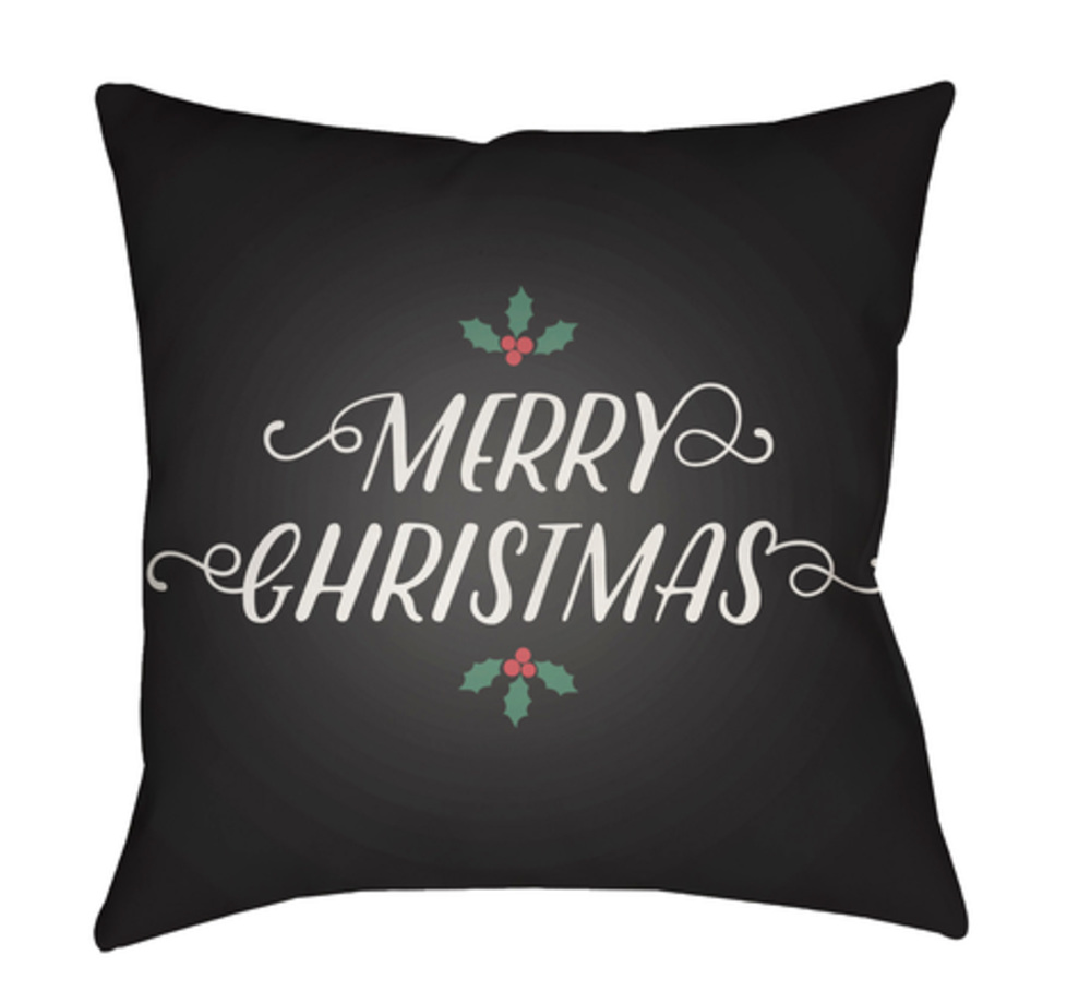 HDY070-2020 Merry Christmas I Medium Throw Pillow, 20 x 20 x 4 in. - Black, White & Green