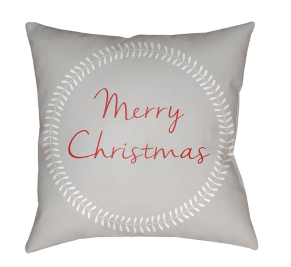 HDY072-2020 Merry Christmas II Medium Throw Pillow, 20 x 20 x 4 in. - Gray, White & Red