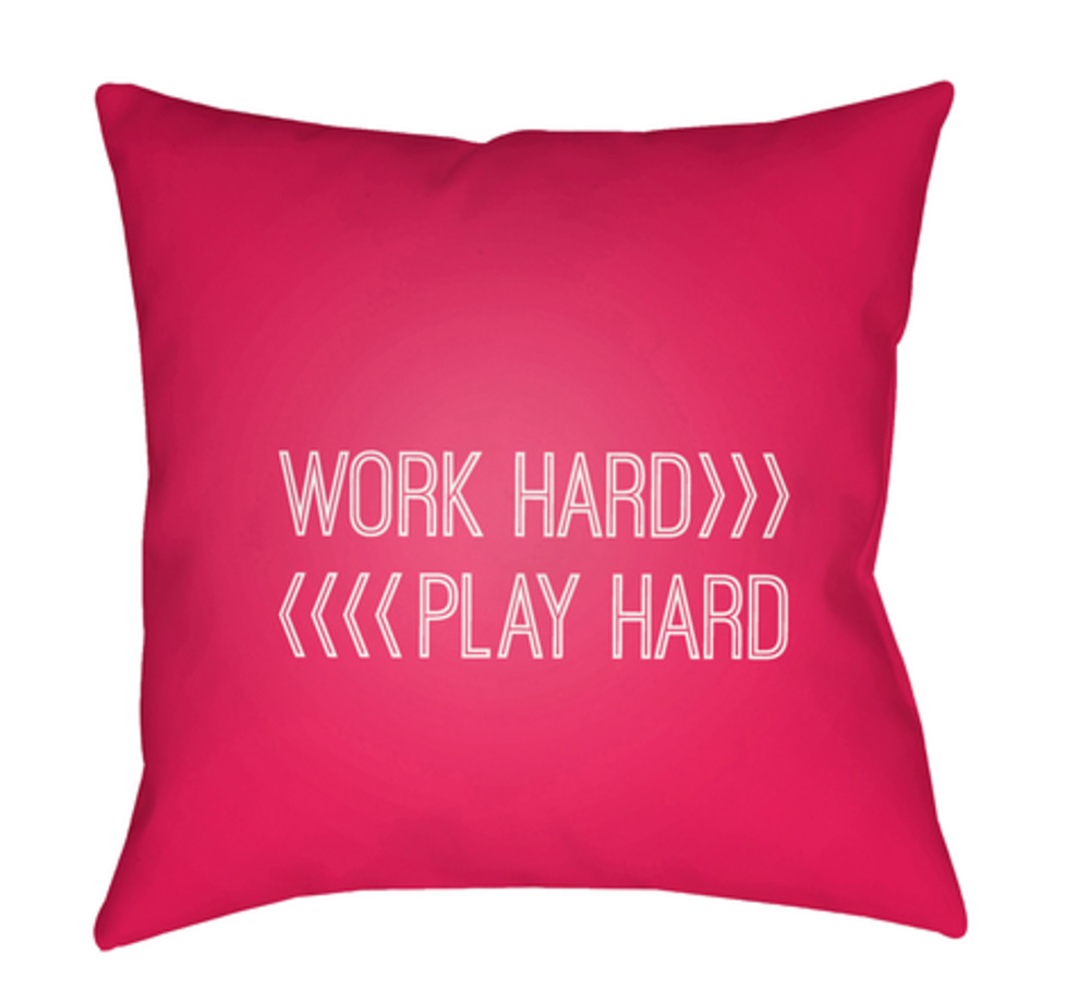 QTE030-2020 Work Play Medium Throw Pillow, 20 x 20 x 4 in. - Red & White