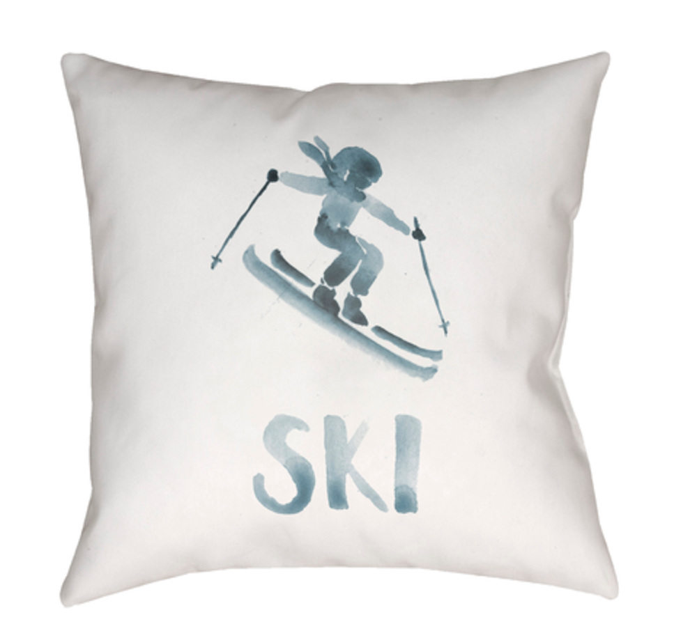 SKI011-2020 Ski II Medium Throw Pillow, 20 x 20 x 4 in. - Gray & White