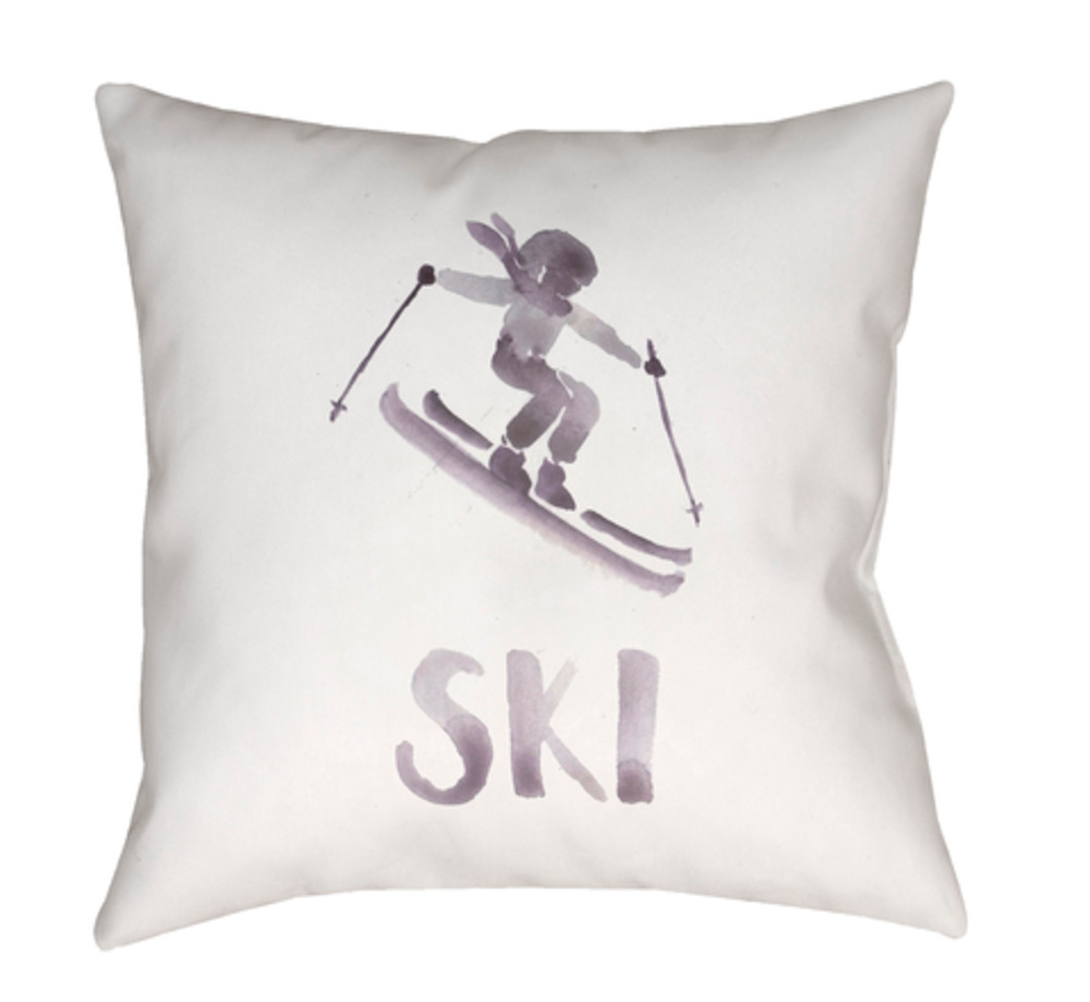 SKI012-2020 Ski II Medium Throw Pillow, 20 x 20 x 4 in. - Purple & White