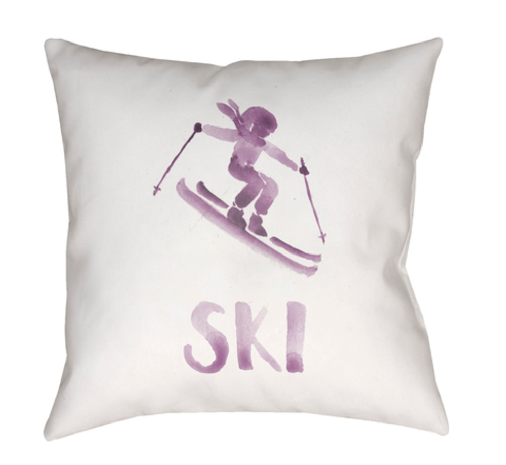 SKI013-2020 Ski II Medium Throw Pillow, 20 x 20 x 4 in. - Purple & White
