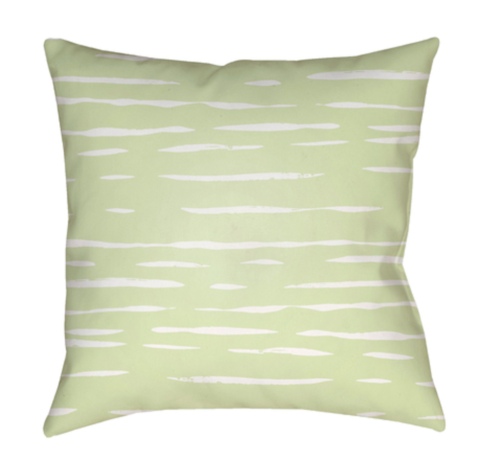 WRAN002-2020 Painted Stripes Medium Throw Pillow, 20 x 20 x 4 in. - Green & White