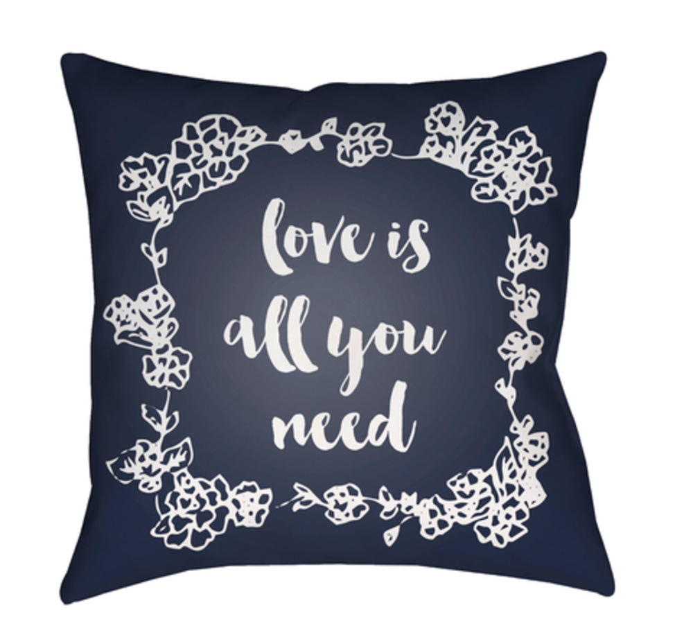 QTE046-1818 Love All You Need Medium Throw Pillow, 18 x 18 x 4 in. - Black & White