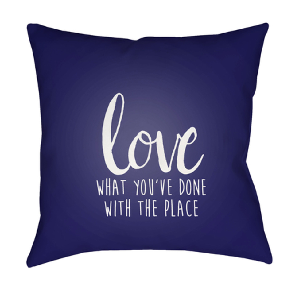 QTE053-2020 Love The Place Medium Throw Pillow, 20 x 20 x 4 in. - Blue & White