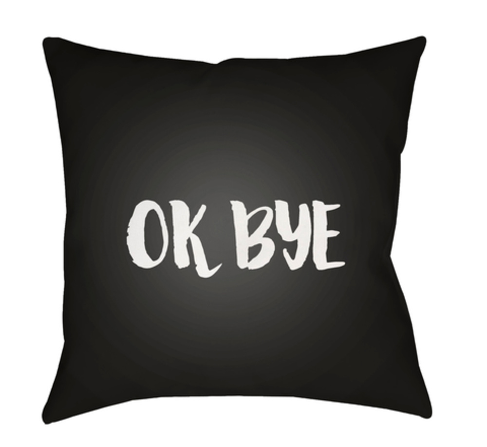 QTE055-2020 Ok Bye Medium Throw Pillow, 20 x 20 x 4 in. - Black & White