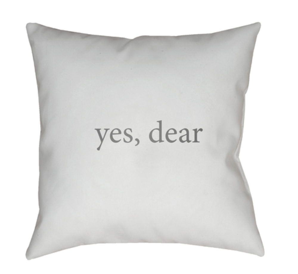 QTE060-1818 Yes, Dear Medium Throw Pillow, 18 x 18 x 4 in. - Blue & Gray