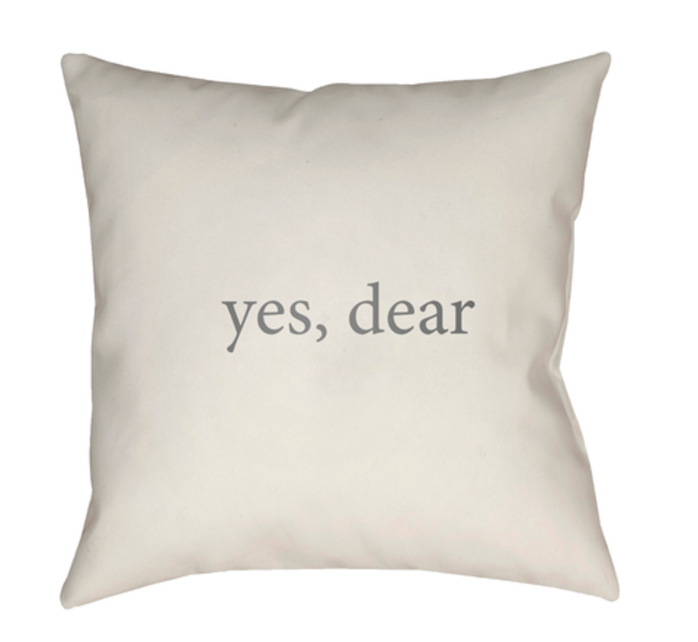 QTE061-2020 Yes, Dear Medium Throw Pillow, 20 x 20 x 4 in. - Tan & Gray
