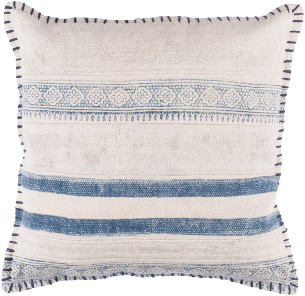 LL006-2020D Lola Medium Throw Pillow, 20 x 20 x 4 in. - Cream, Navy & Pale Blue