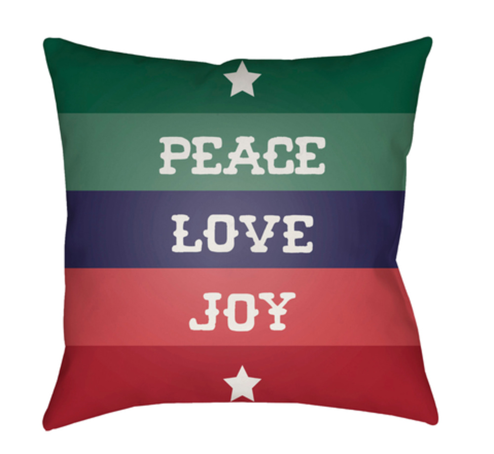 HDY079-2020 Peace Love Joy Medium Throw Pillow, 20 x 20 x 4 in. - Multicolor