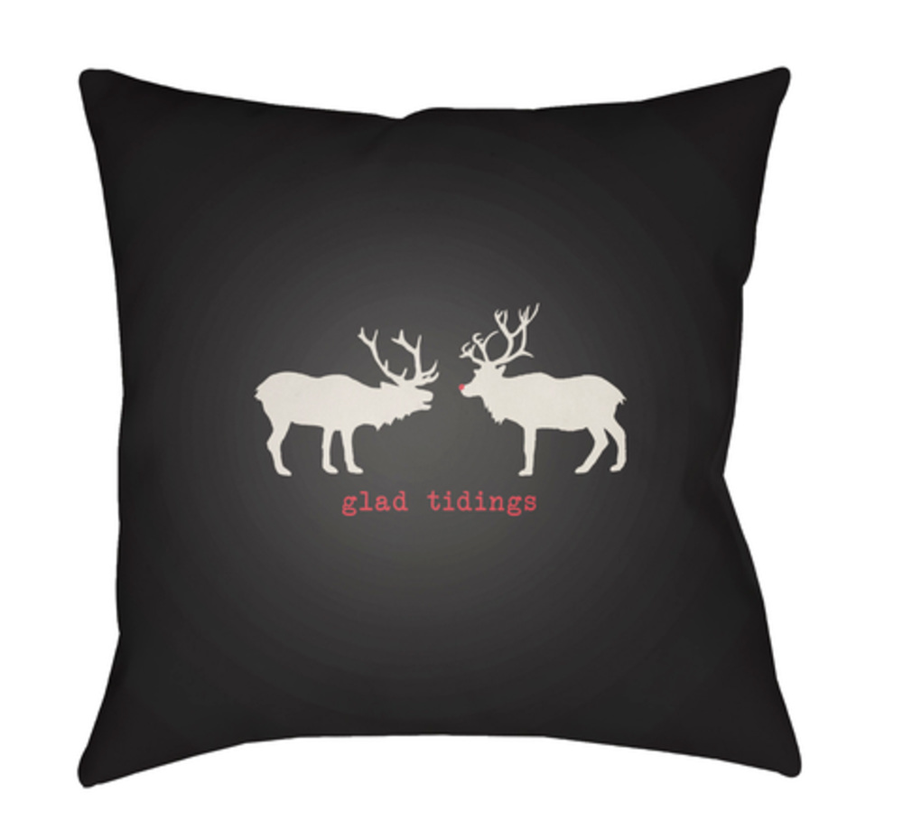 HDY081-2020 Reindeer Medium Throw Pillow, 20 x 20 x 4 in. - White, Black & Red