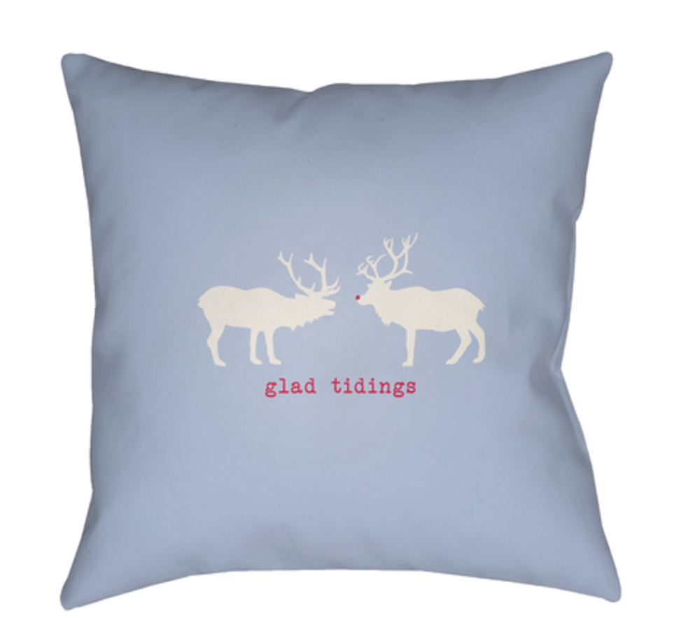 HDY083-2020 Reindeer Medium Throw Pillow, 20 x 20 x 4 in. - Blue, White & Red