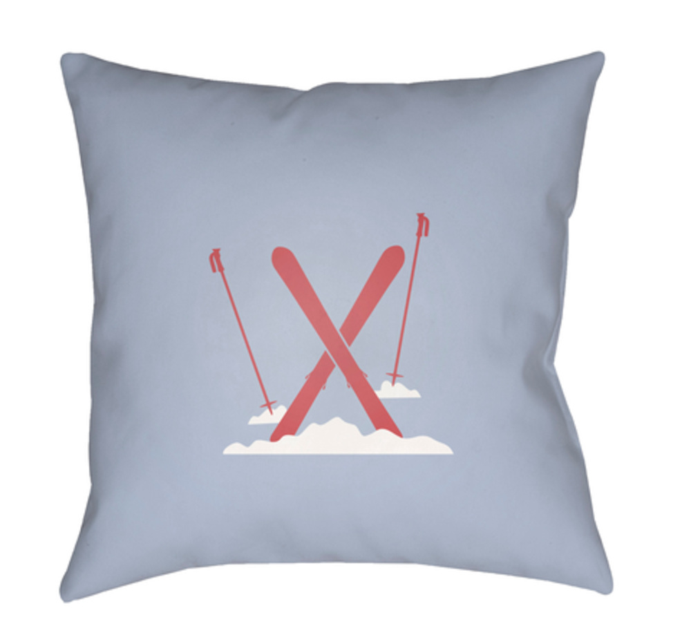 HDY094-2020 Ski Medium Throw Pillow, 20 x 20 x 4 in. - Blue, Red & White