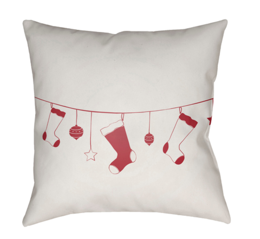 HDY102-2020 Stockings Medium Throw Pillow, 20 x 20 x 4 in. - White & Red