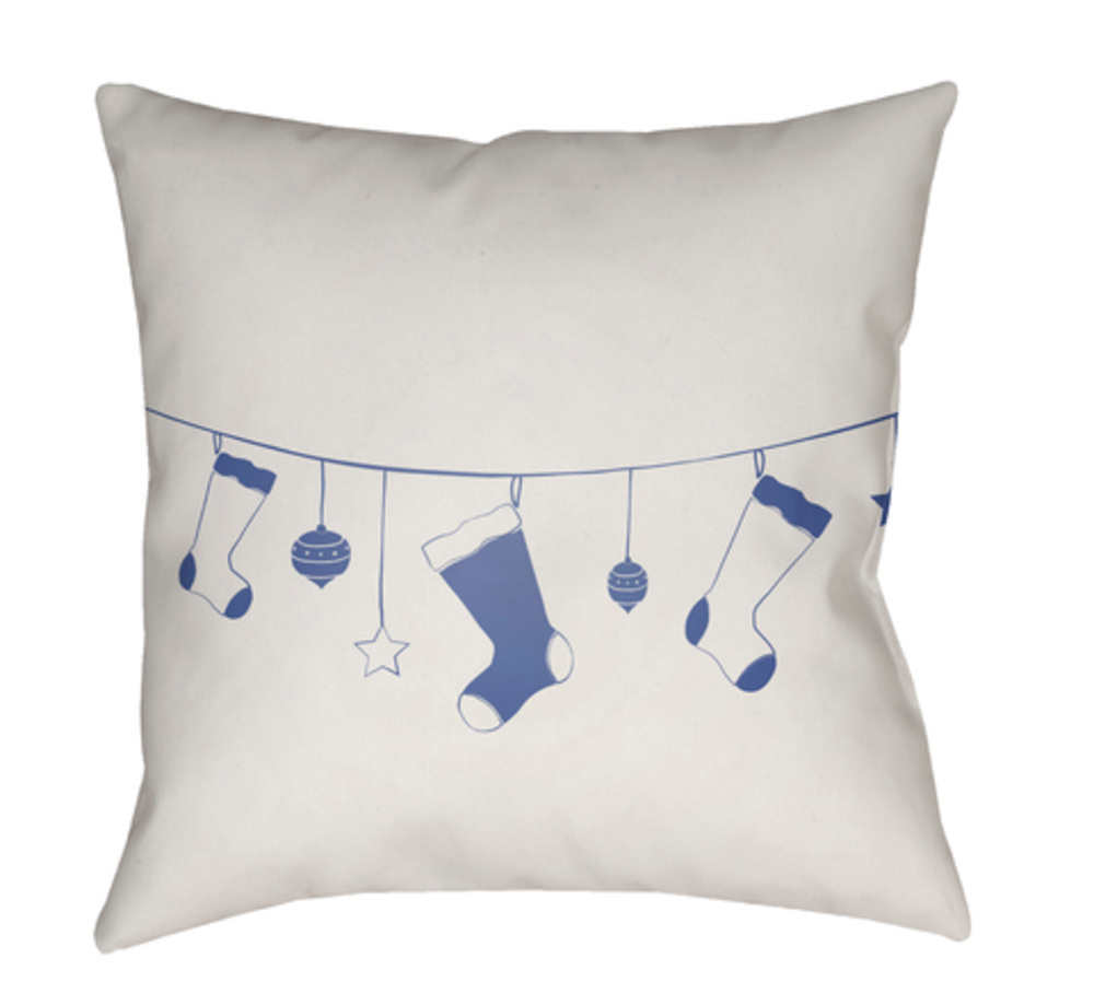 HDY105-2020 Stockings Medium Throw Pillow, 20 x 20 x 4 in. - White & Blue