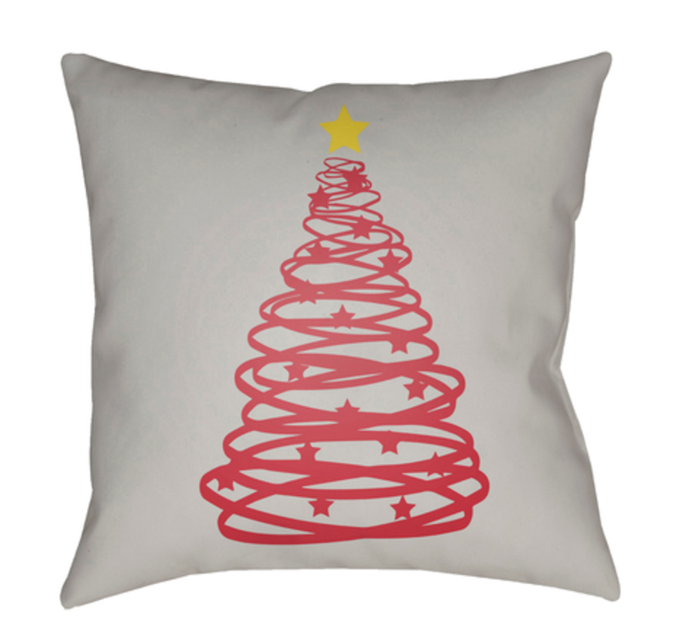 HDY117-2020 Christmas Tree Medium Throw Pillow, 20 x 20 x 4 in. - Gray, Red & Yellow