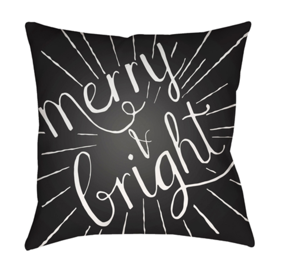 HDY120-2020 Merry & Bright Medium Throw Pillow, 20 x 20 x 4 in. - Black & White