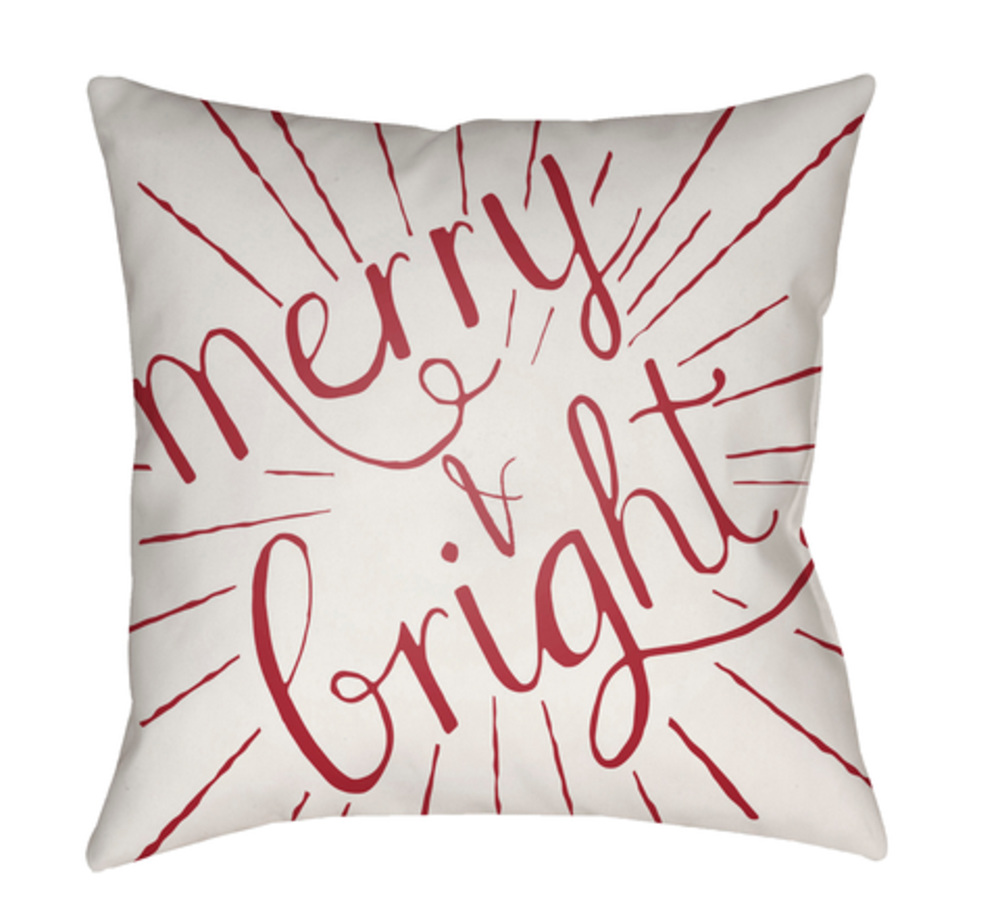 HDY121-2020 Merry & Bright Medium Throw Pillow, 20 x 20 x 4 in. - Red & White