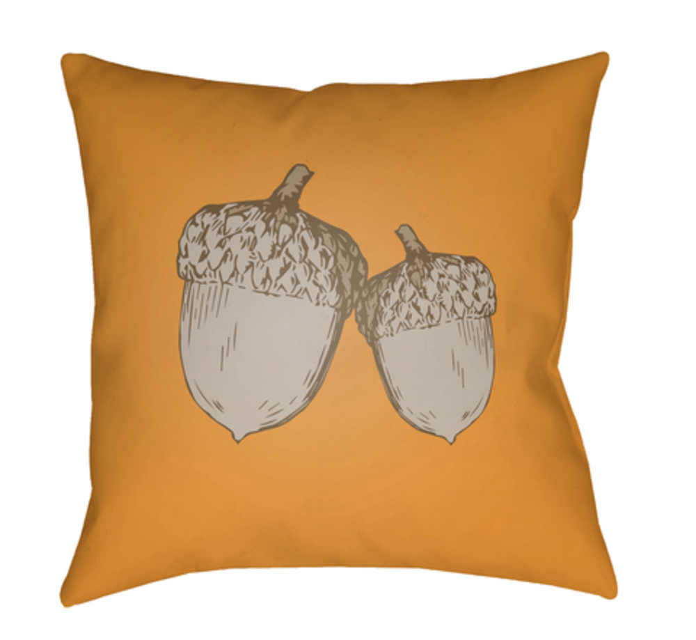 ACN002-1818 Acorn Medium Throw Pillow, 18 x 18 x 4 in. - Orange & Gray