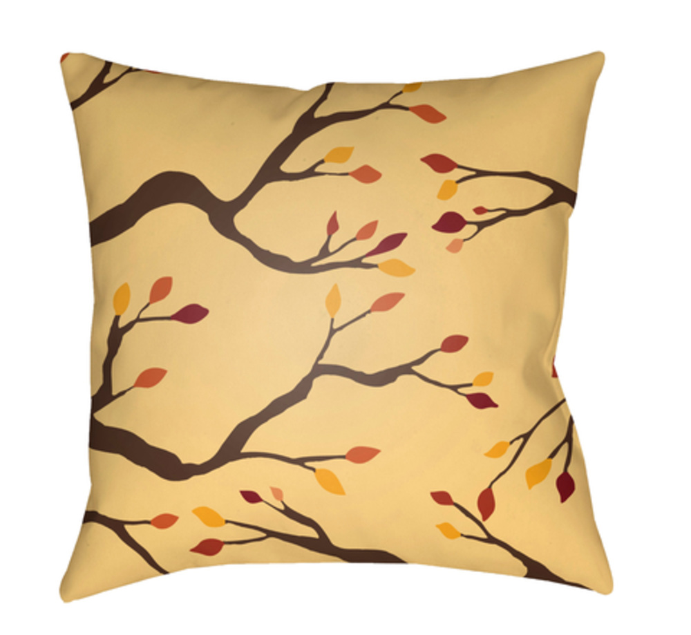 BRAN002-1818 Branches Medium Throw Pillow, 18 x 18 x 4 in. - Yellow, Brown & Red