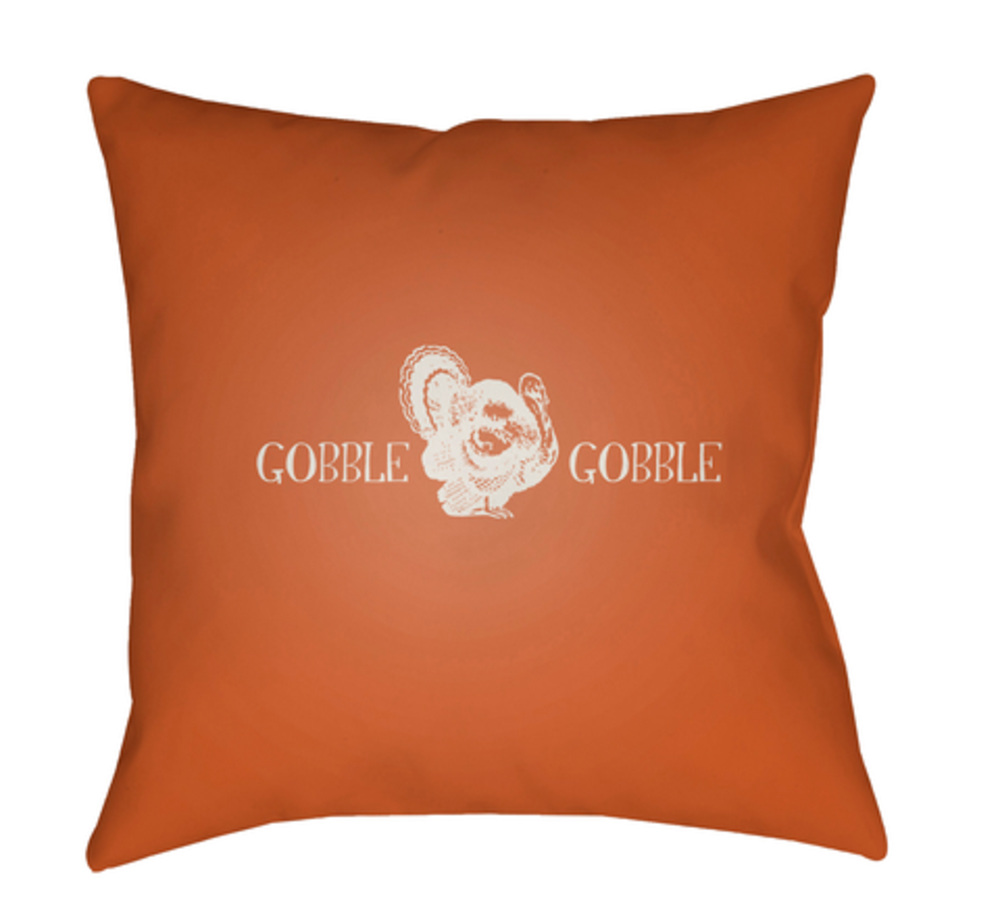 GOBB001-1818 Gobble Gobble Medium Throw Pillow, 18 x 18 x 4 in. - Orange & White