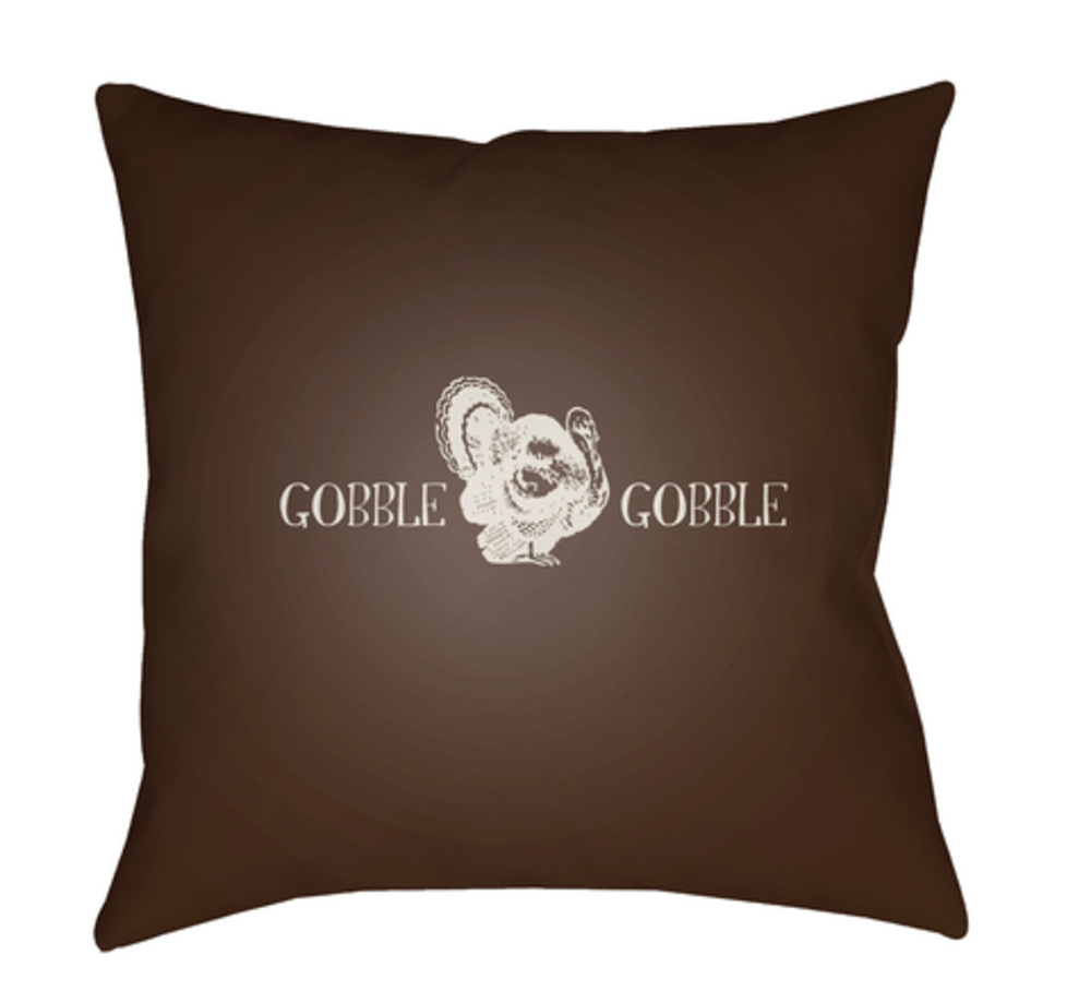 GOBB004-1818 Gobble Gobble Medium Throw Pillow, 18 x 18 x 4 in. - Brown & White
