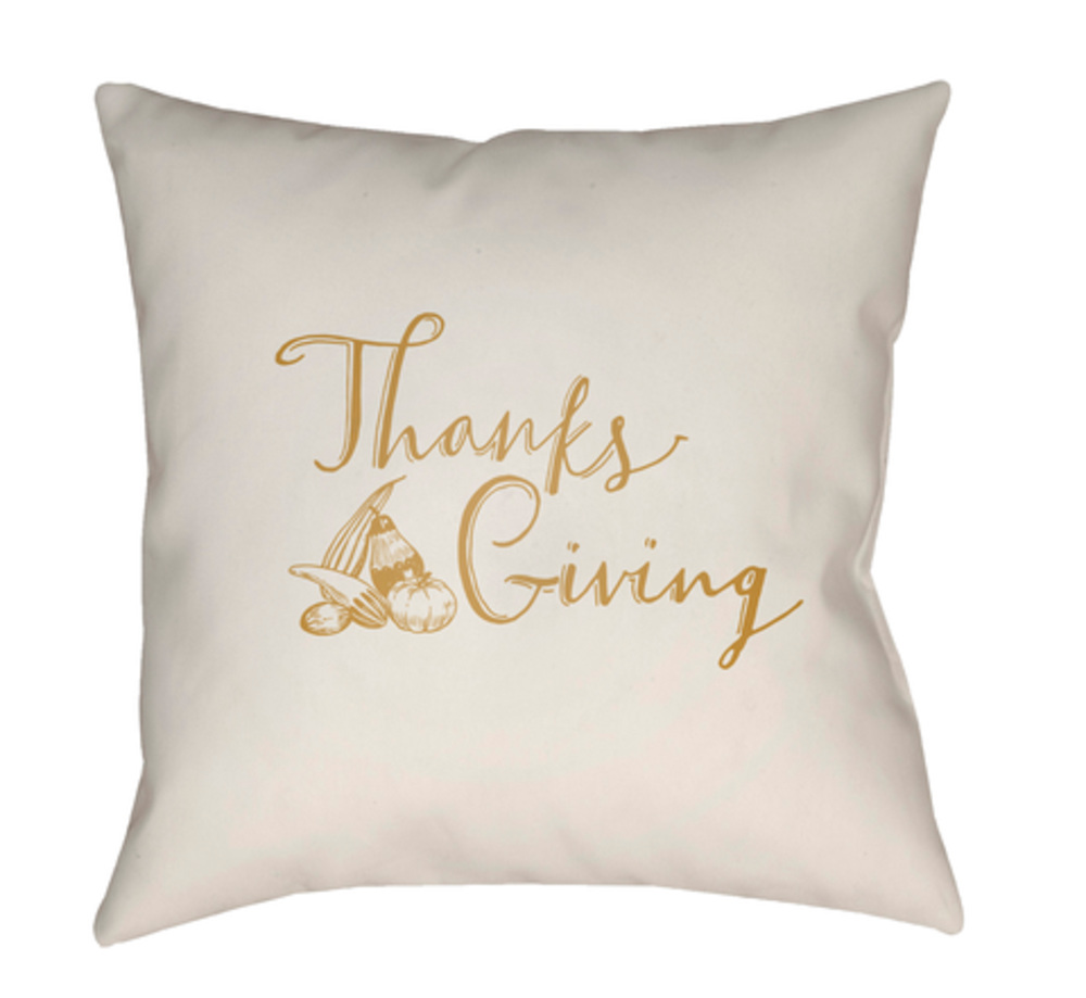 GOURD002-1818 Gourd Medium Throw Pillow, 18 x 18 x 4 in. - White & Yellow