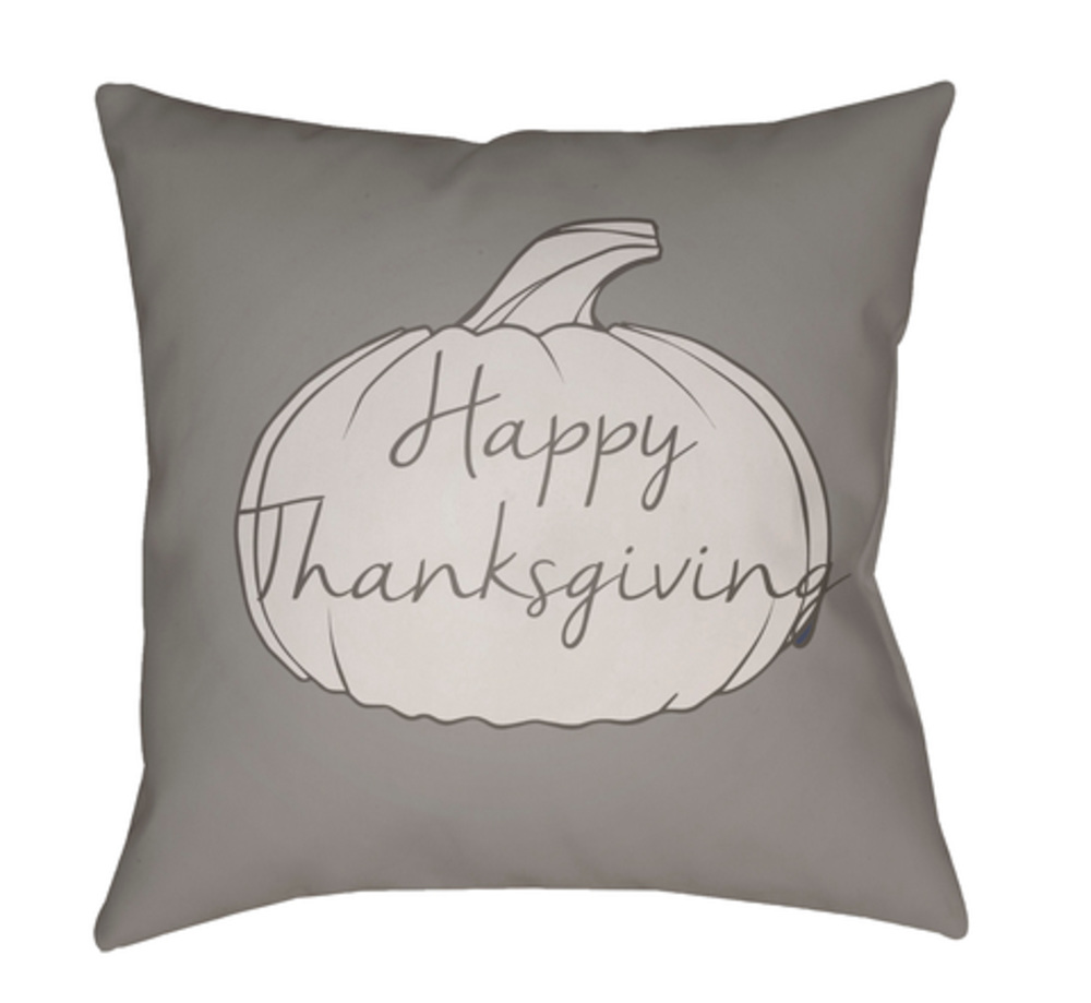 HPY005-1818 Happy Thanksgiving Medium Throw Pillow, 18 x 18 x 4 in. - Gray