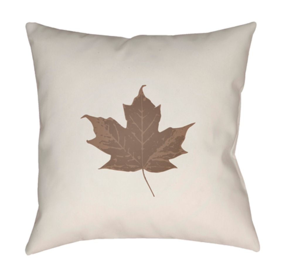 LEF004-1818 Maple Medium Throw Pillow, 18 x 18 x 4 in. - White & Brown