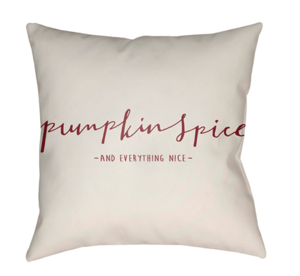 PKN001-1818 Pumpkin Spice Medium Throw Pillow, 18 x 18 x 4 in. - White & Red