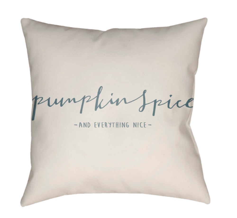 PKN002-1818 Pumpkin Spice Medium Throw Pillow, 18 x 18 x 4 in. - White & Green