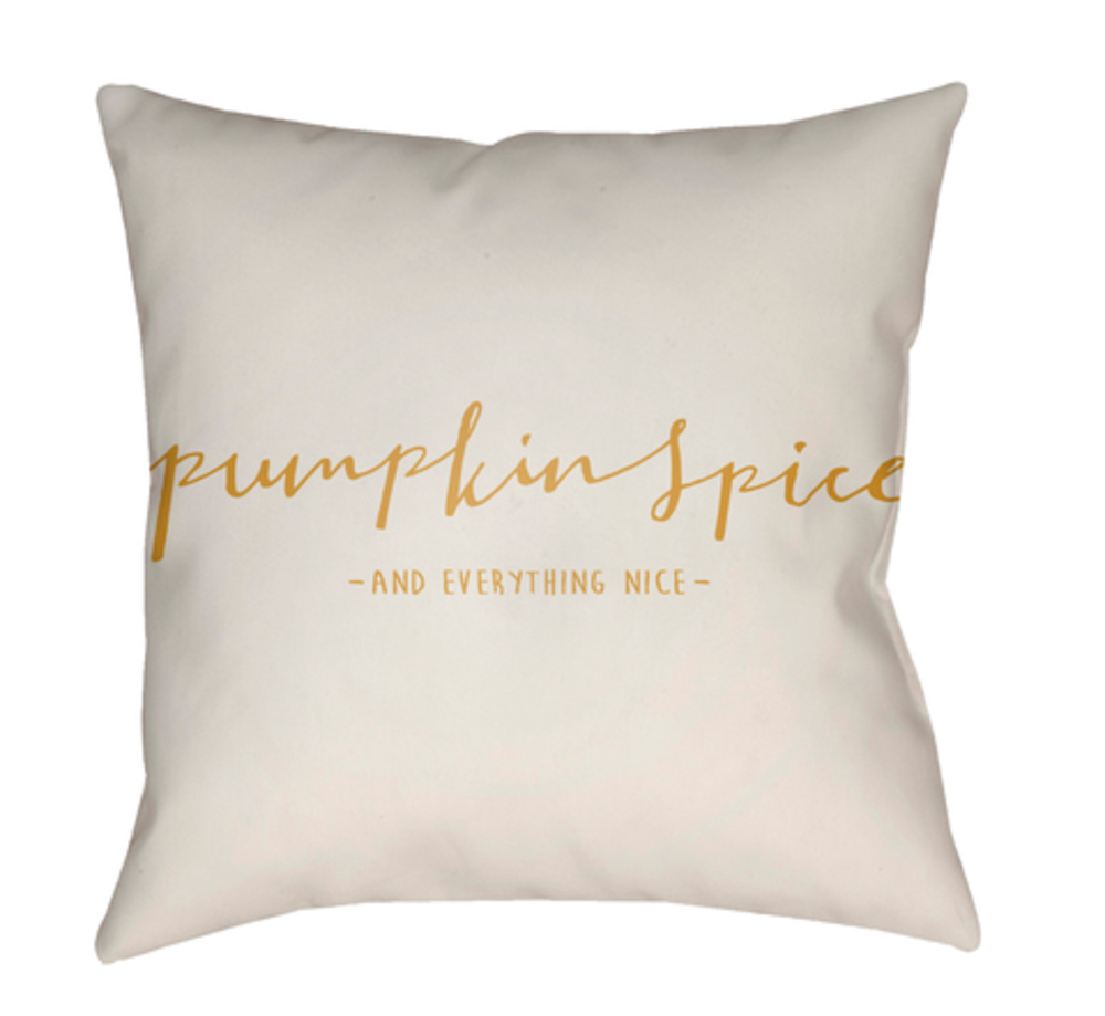 PKN004-1818 Pumpkin Spice Medium Throw Pillow, 18 x 18 x 4 in. - White & Yellow