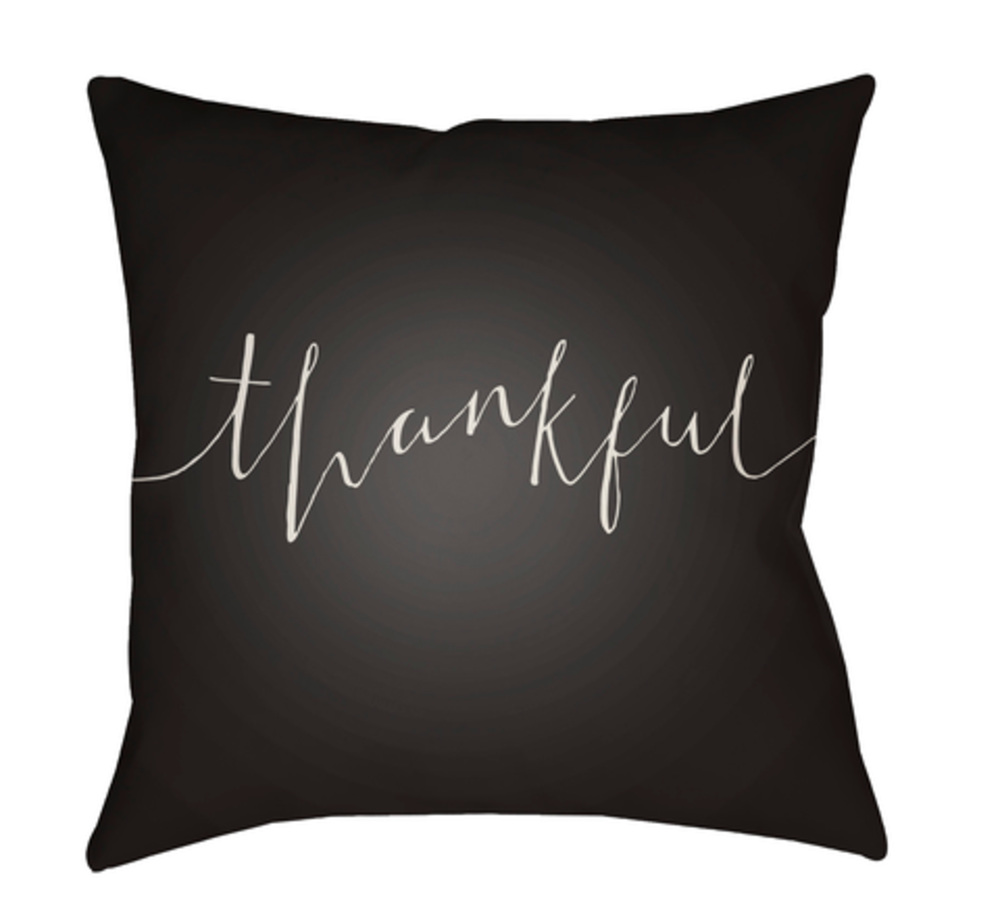 THANK003-1818 Thankful Medium Throw Pillow, 18 x 18 x 4 in. - Black & White