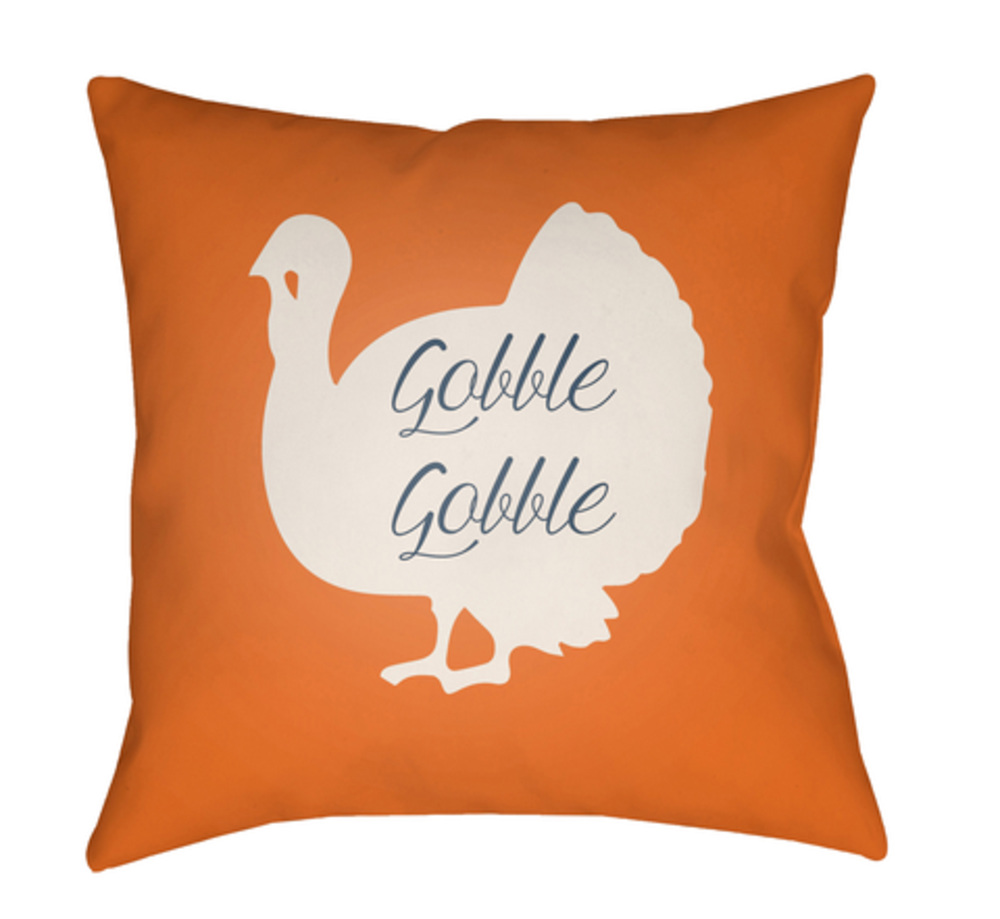 TKY003-1818 Turkey Medium Throw Pillow, 18 x 18 x 4 in. - Orange, White & Black