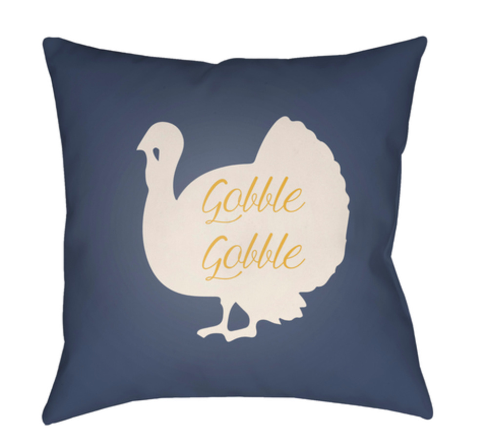 TKY004-1818 Turkey Medium Throw Pillow, 18 x 18 x 4 in. - Blue, White & Yellow