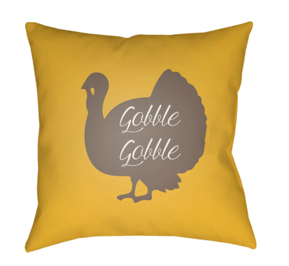 TKY005-1818 Turkey Medium Throw Pillow, 18 x 18 x 4 in. - Yellow, Brown & White