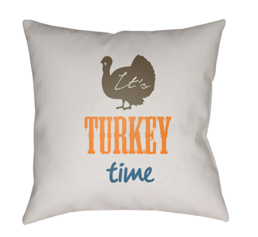 TME002-1818 Its Turkey Time Medium Throw Pillow, 18 x 18 x 4 in. - Multicolor
